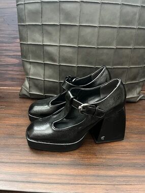 Sam Edelman Black Mary Jane Platform Block Heel Pumps